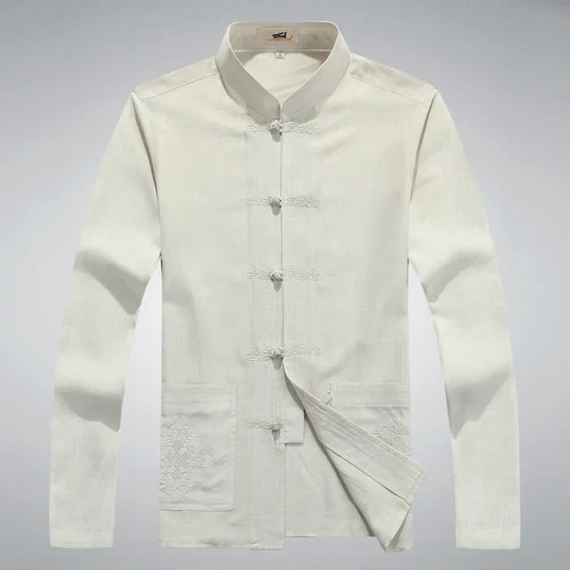 Japanese Style Men's Clothing Set - Hiroshi Tang Set-Beige-S-Nora Luxe