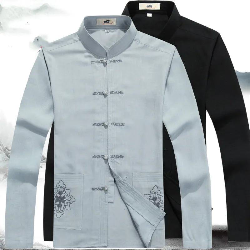 Japanese Style Men's Clothing Set - Hiroshi Tang Set-Beige-S-Nora Luxe