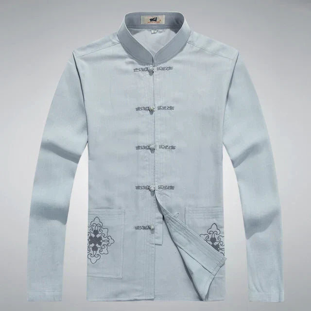 Japanese Style Men's Clothing Set - Hiroshi Tang Set-Gray-S-Nora Luxe