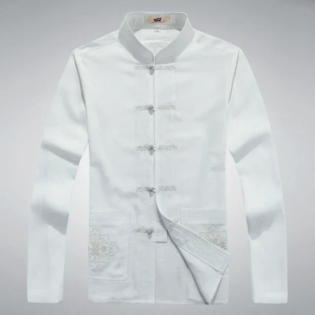 Japanese Style Men's Clothing Set - Hiroshi Tang Set-White-S-Nora Luxe