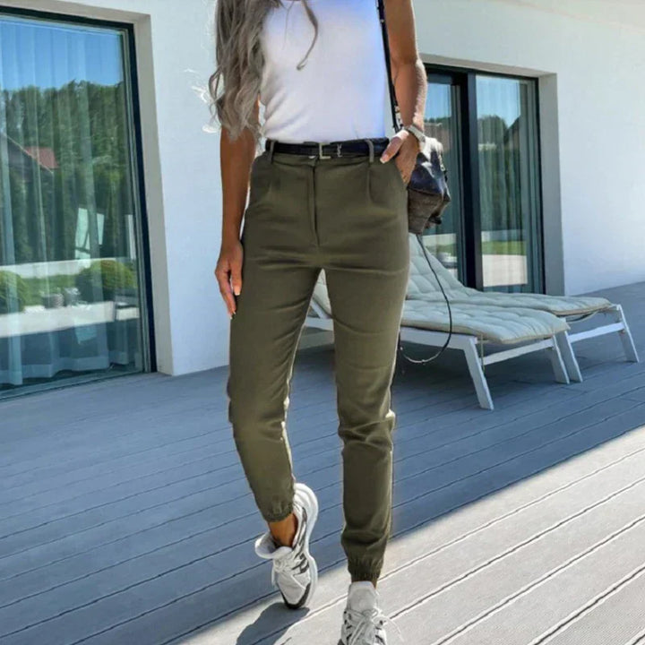 Khaki Chino Trousers - Elise-Khaki-S-Nora Luxe