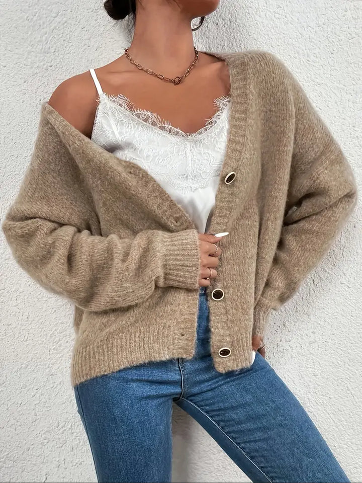 Khaki Knitted Sweater for Women - Evelyn-S-Nora Luxe