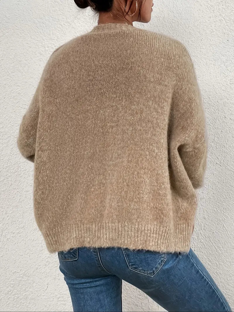 Khaki Knitted Sweater for Women - Evelyn-S-Nora Luxe