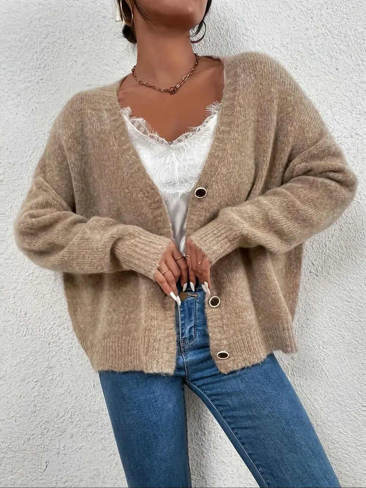 Khaki Knitted Sweater for Women - Evelyn-S-Nora Luxe