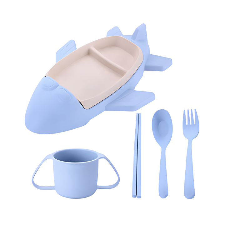 Kids' Dining Set - TurboTable-Blue-Airplane-Nora Luxe