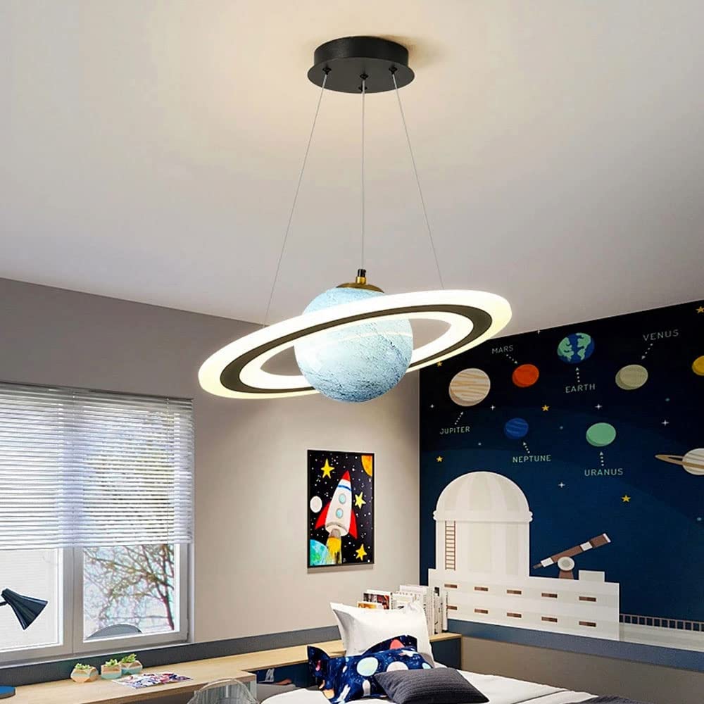Kids' Room LED Pendant Light - CosmoGlow-Blue Earth-A (Not an astronaut)-3 Colour Temperatures-Nora Luxe