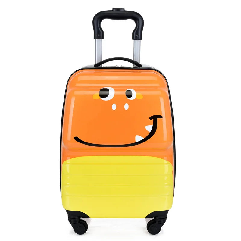 Kids' suitcase cartoon animal – Sydney-Orange Monster-Nora Luxe