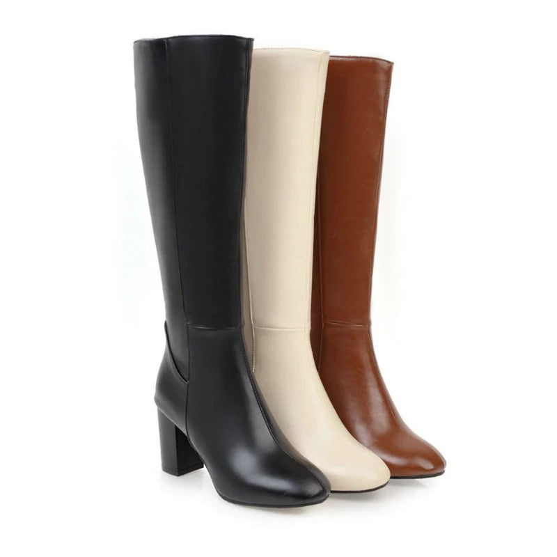 Knee-high Women's Boots with Heel - Sienna-Black-3.0-Nora Luxe