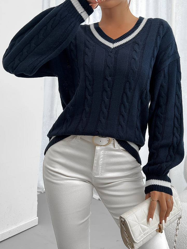 Knit Sweater with Refined Details - Aurora-Blue-S-Nora Luxe