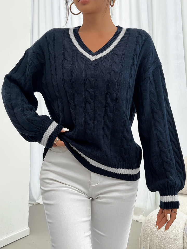 Knit Sweater with Refined Details - Aurora-Blue-S-Nora Luxe