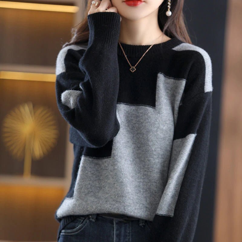 Knitted casual sweater - Arden-Gray-One size-Nora Luxe