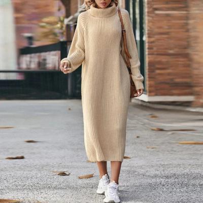 Knitted Cowl Dress for Comfort & Style - Liora-Beige-S-The Livary