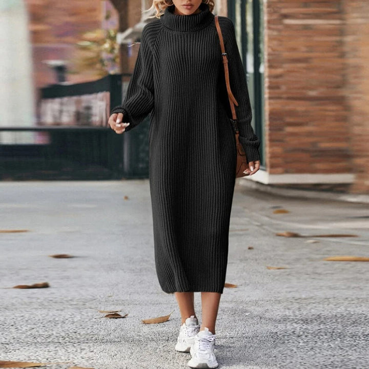 Knitted Cowl Dress for Comfort & Style - Liora-Black-S-The Livary