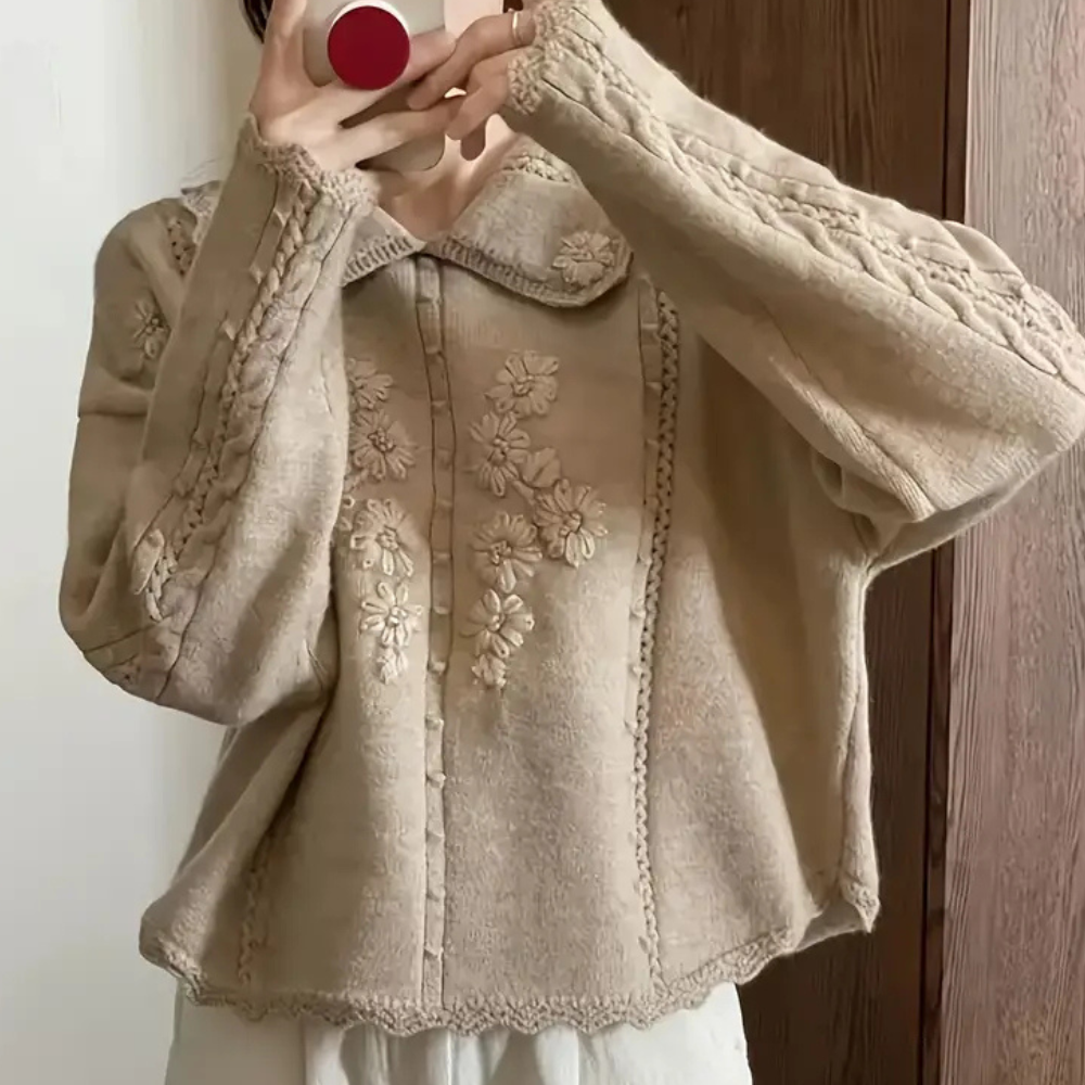 Knitted Flower Sweater for Women - Emma-Nora Luxe