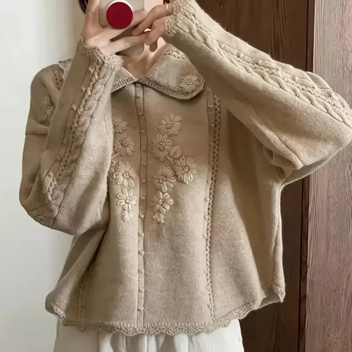 Knitted Flower Sweater for Women - Emma-Nora Luxe