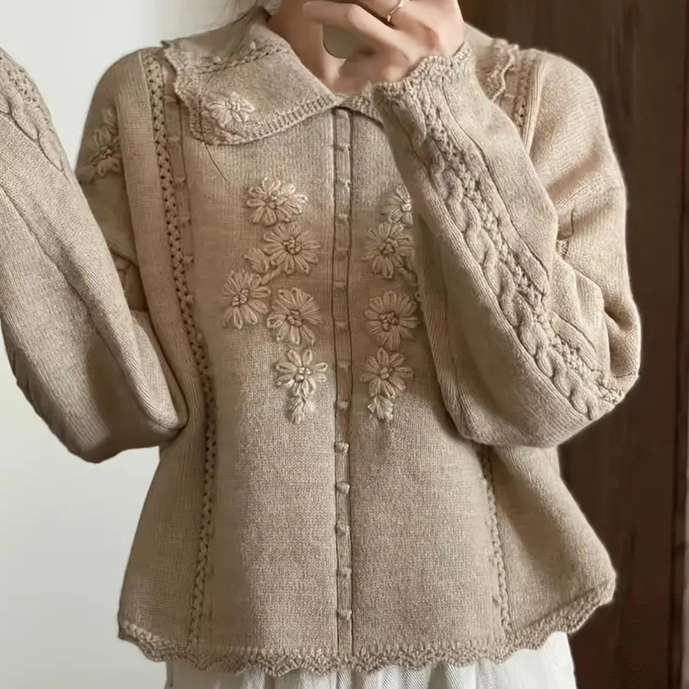 Knitted Flower Sweater for Women - Emma-Nora Luxe