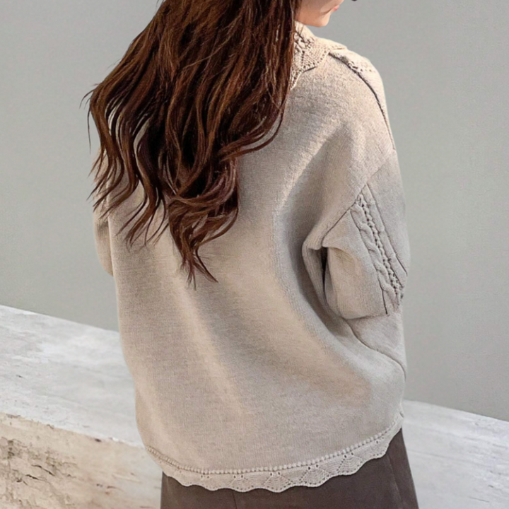 Knitted Flower Sweater for Women - Emma-Nora Luxe