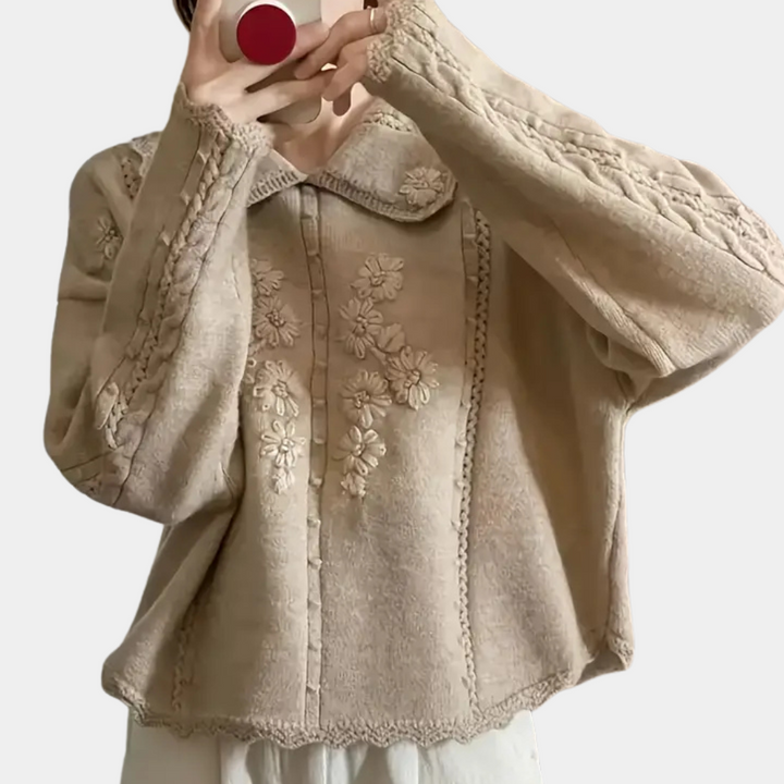 Knitted Flower Sweater for Women - Emma-Nora Luxe