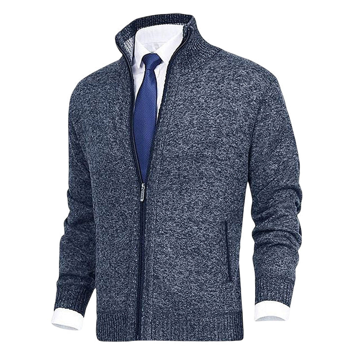 Knitted Jacket with Zip for Men - Theo-Blue-XS-Nora Luxe