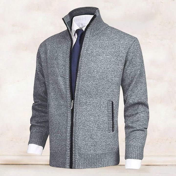 Knitted Jacket with Zip for Men - Theo-Gray-XS-Nora Luxe