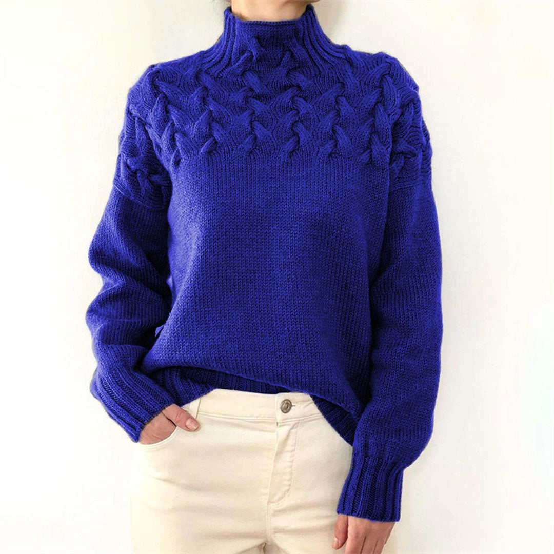 Knitted Ladies' Turtleneck - Isabelle-Blue-S-Nora Luxe