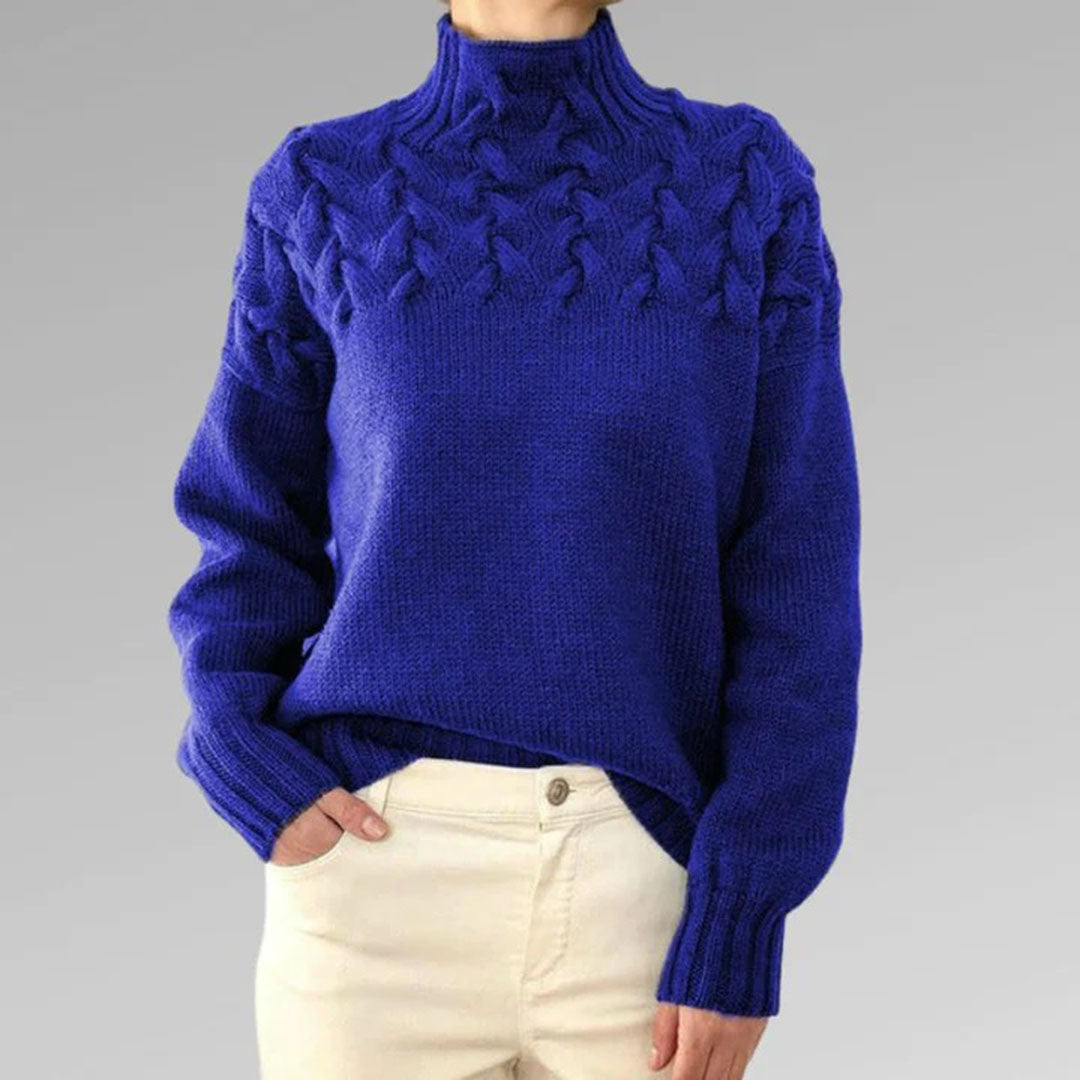 Knitted Ladies' Turtleneck - Isabelle-Light Blue-S-Nora Luxe