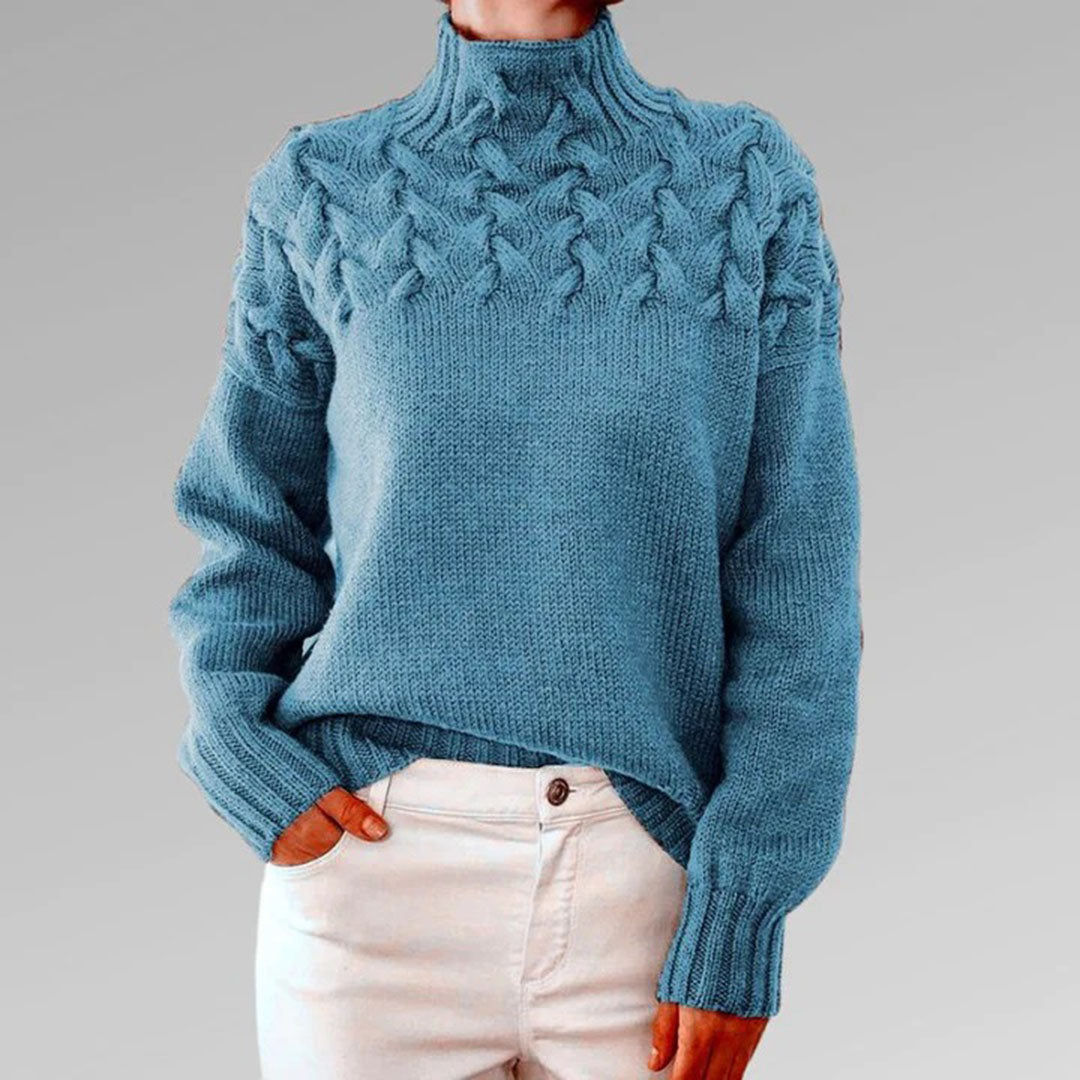 Knitted Ladies' Turtleneck - Isabelle-Light Blue-S-Nora Luxe