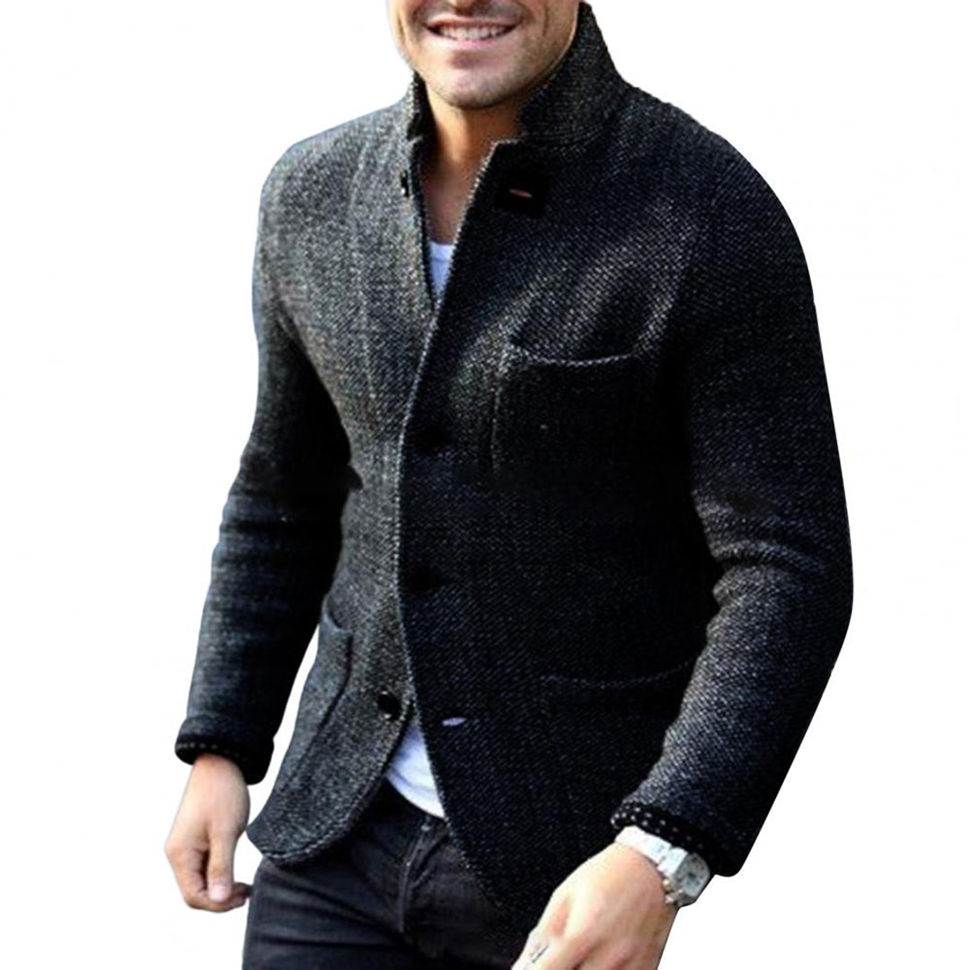 Knitted Men's Cardigan with Buttons - Sven-Black-S-Nora Luxe