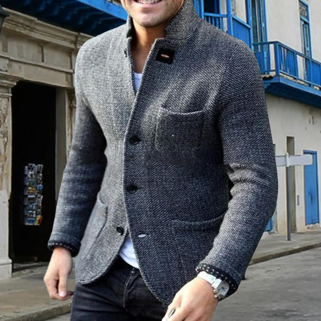 Knitted Men's Cardigan with Buttons - Sven-Black-S-Nora Luxe