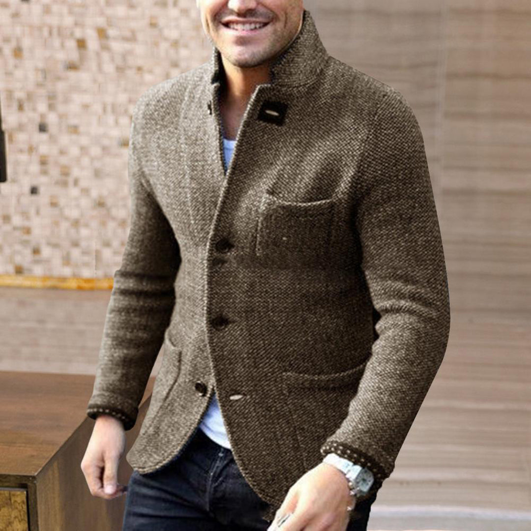 Knitted Men's Cardigan with Buttons - Sven-Black-S-Nora Luxe