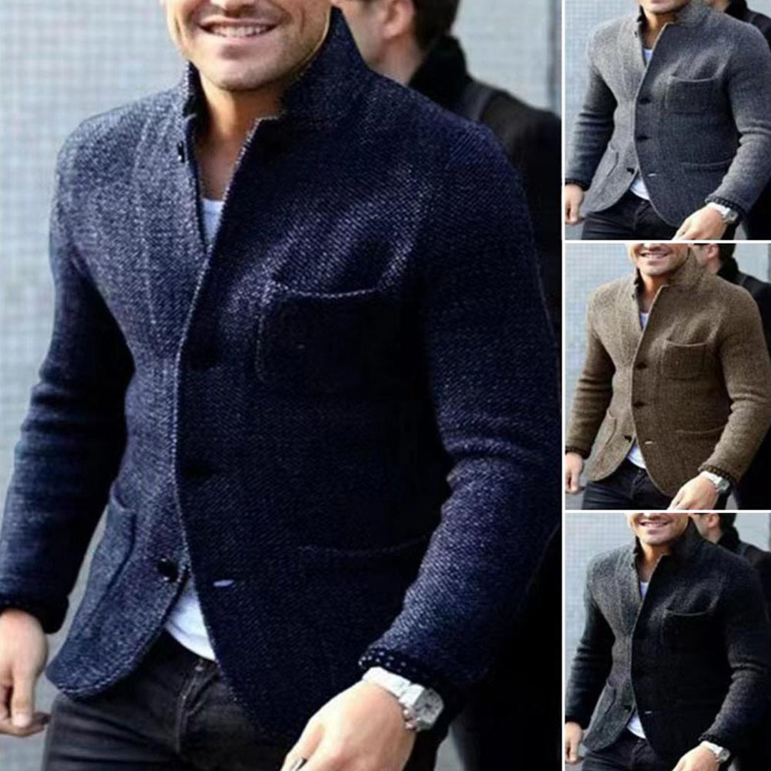 Knitted Men's Cardigan with Buttons - Sven-Black-S-Nora Luxe