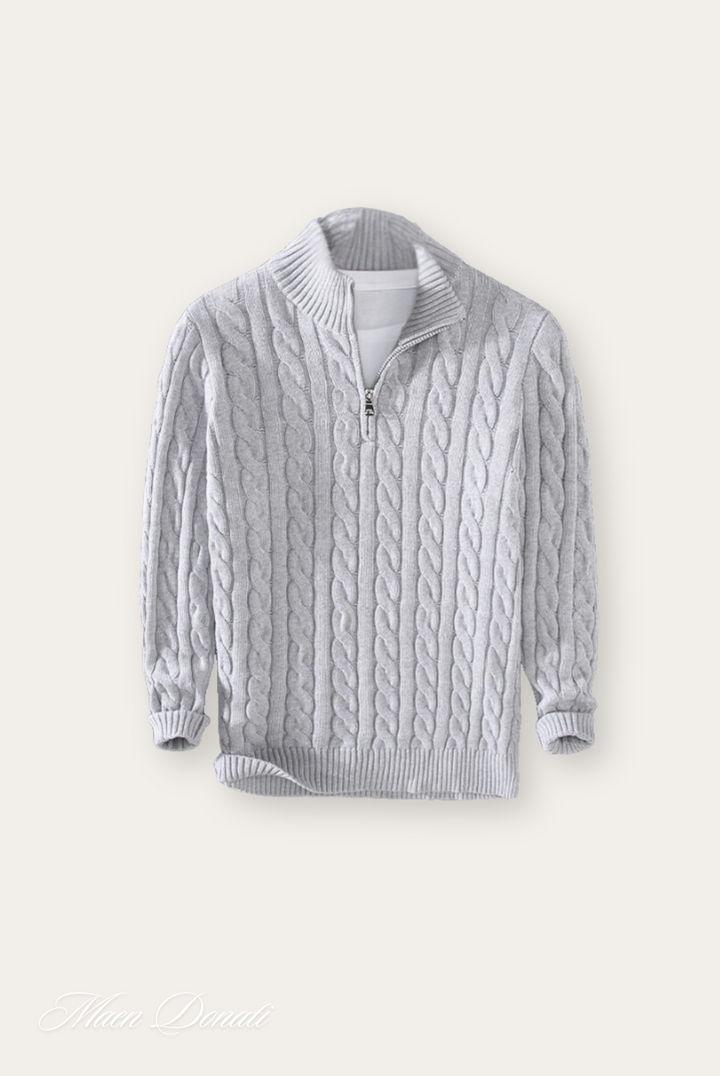Knitted Men's Sweater - Ethan-Gray-S-Nora Luxe