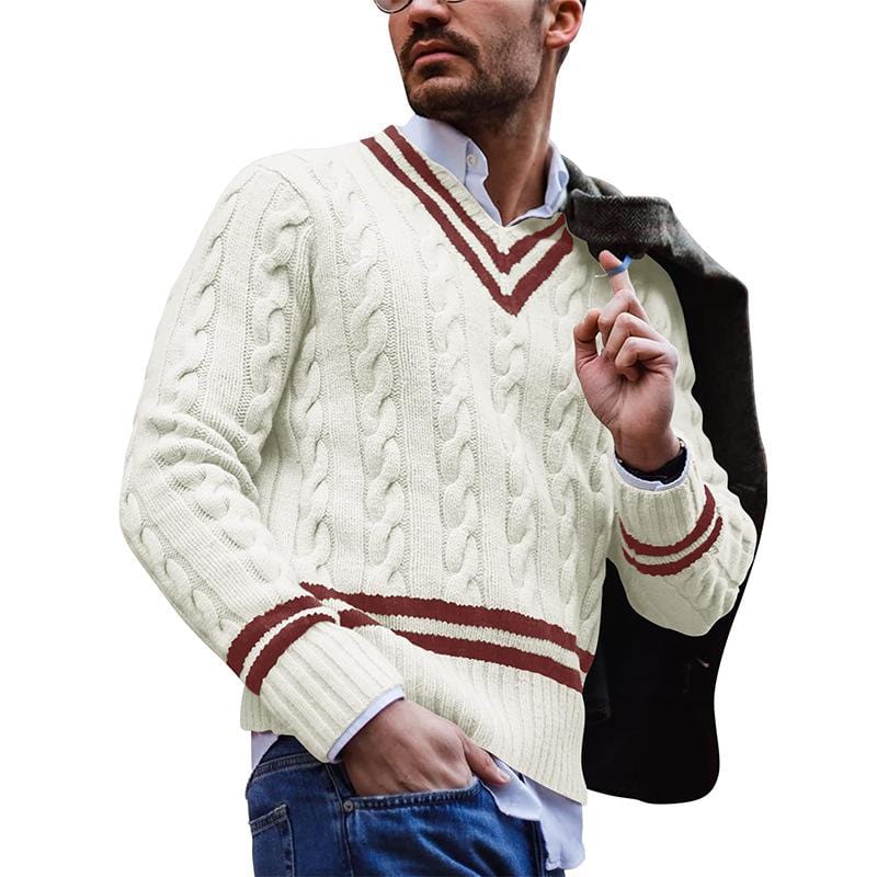 Knitted Men's Sweater - Noah-Beige-S-Nora Luxe