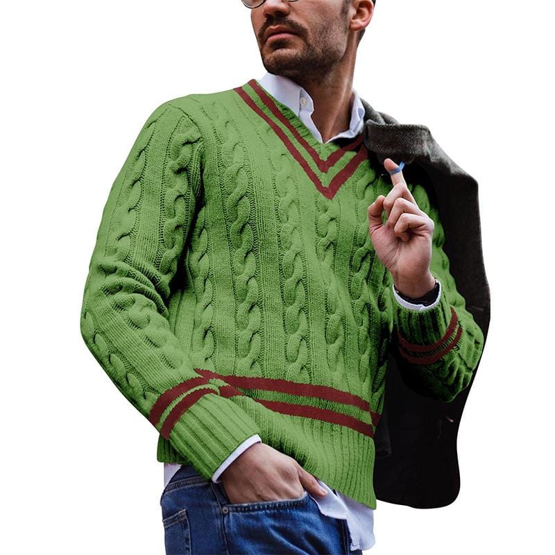 Knitted Men's Sweater - Noah-Green-S-Nora Luxe
