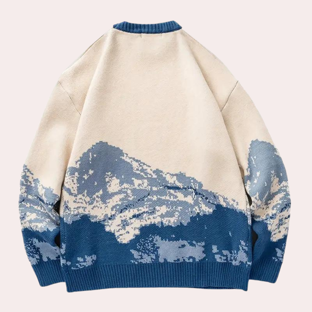 Knitted Mens Sweater with Mountain Pattern - Nordin-S-Nora Luxe