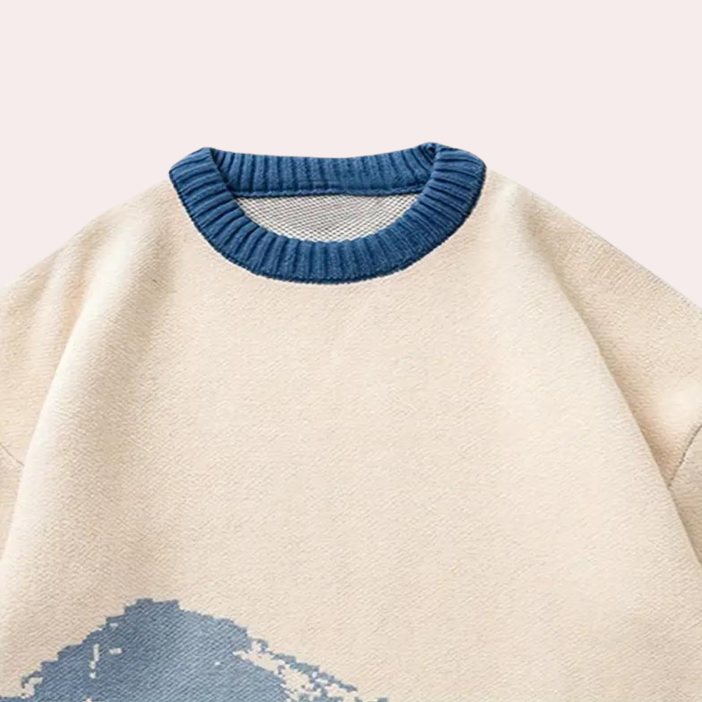 Knitted Mens Sweater with Mountain Pattern - Nordin-S-Nora Luxe