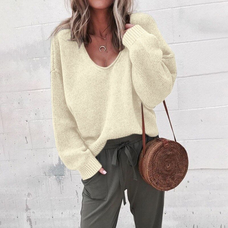 Knitted Oversized Ladies Sweater - Aurora-Beige-XS-Nora Luxe
