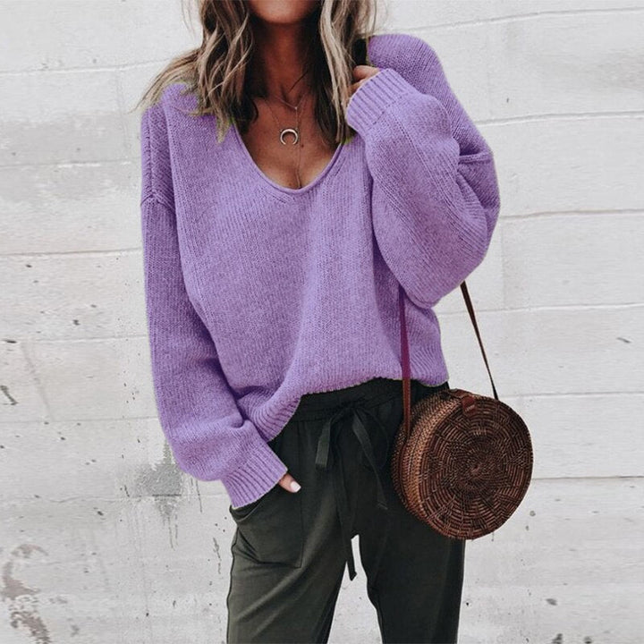 Knitted Oversized Ladies Sweater - Aurora-Purple-XS-Nora Luxe