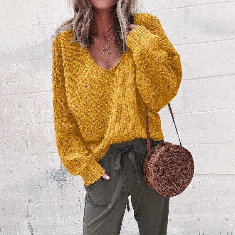 Knitted Oversized Ladies Sweater - Aurora-Yellow-XS-Nora Luxe