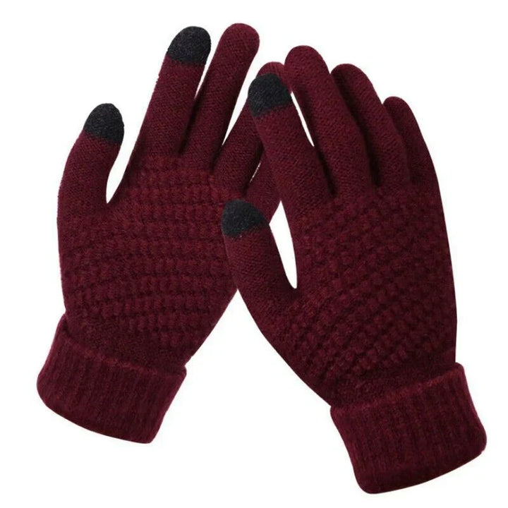 Knitted Touchscreen Gloves for Women - Amara-Bordeaux Red-Nora Luxe