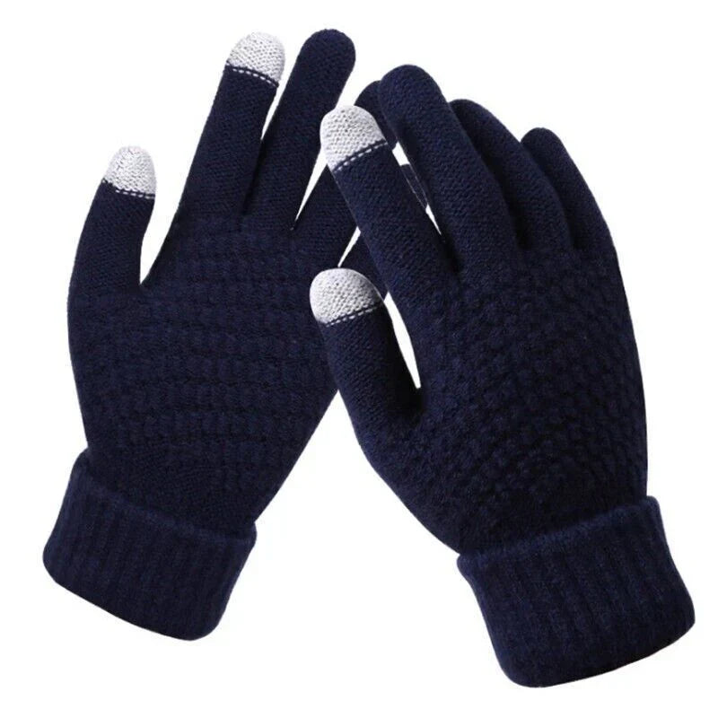 Knitted Touchscreen Gloves for Women - Amara-Dark Blue-Nora Luxe