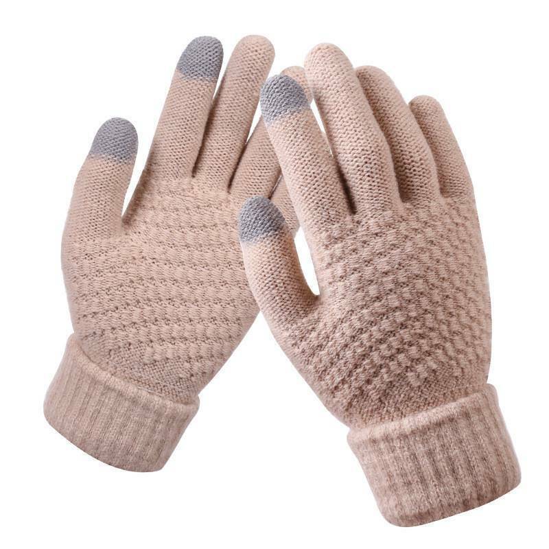 Knitted Touchscreen Gloves for Women - Amara-Khaki-Nora Luxe