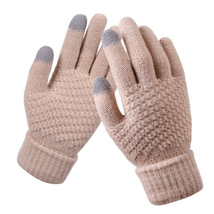 Knitted Touchscreen Gloves for Women - Amara-Khaki-Nora Luxe
