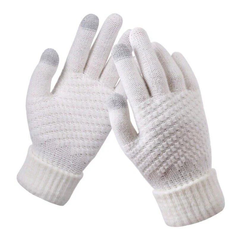 Knitted Touchscreen Gloves for Women - Amara-White-Nora Luxe