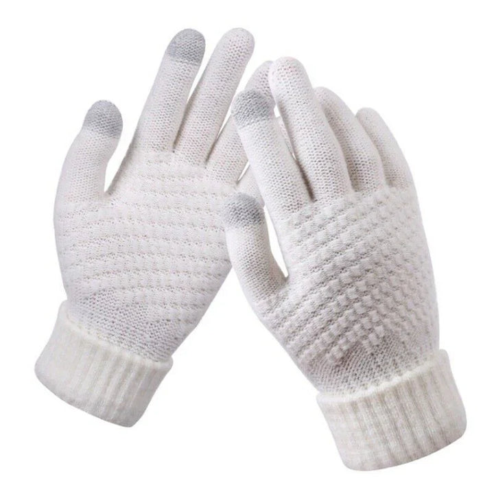 Knitted Touchscreen Gloves for Women - Amara-White-Nora Luxe