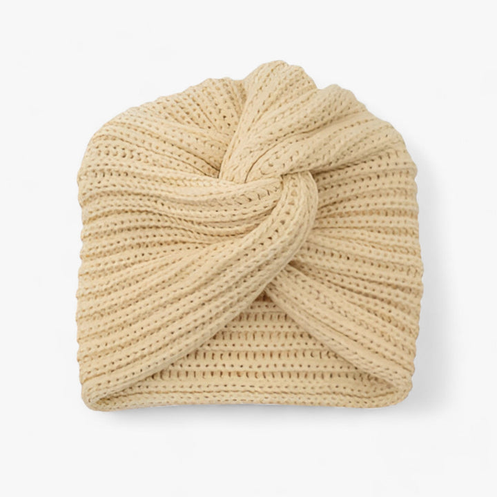 Knitted Turban for Women - Luxurious Comfort in Cashmere - Luna-Beige-Nora Luxe