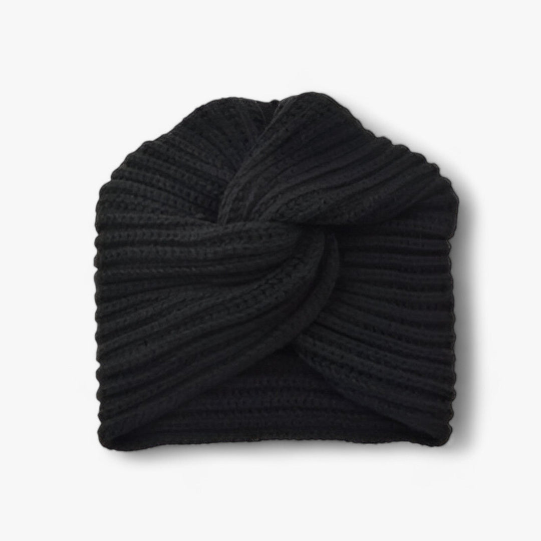 Knitted Turban for Women - Luxurious Comfort in Cashmere - Luna-Black-Nora Luxe