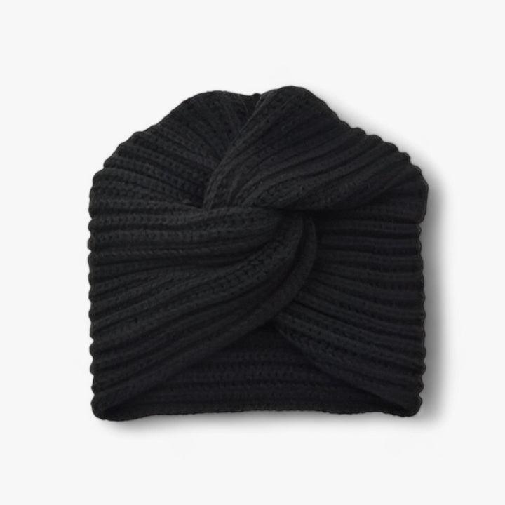 Knitted Turban for Women - Luxurious Comfort in Cashmere - Luna-Black-Nora Luxe