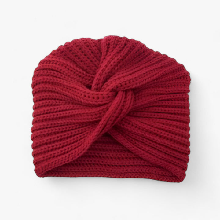 Knitted Turban for Women - Luxurious Comfort in Cashmere - Luna-Red-Nora Luxe