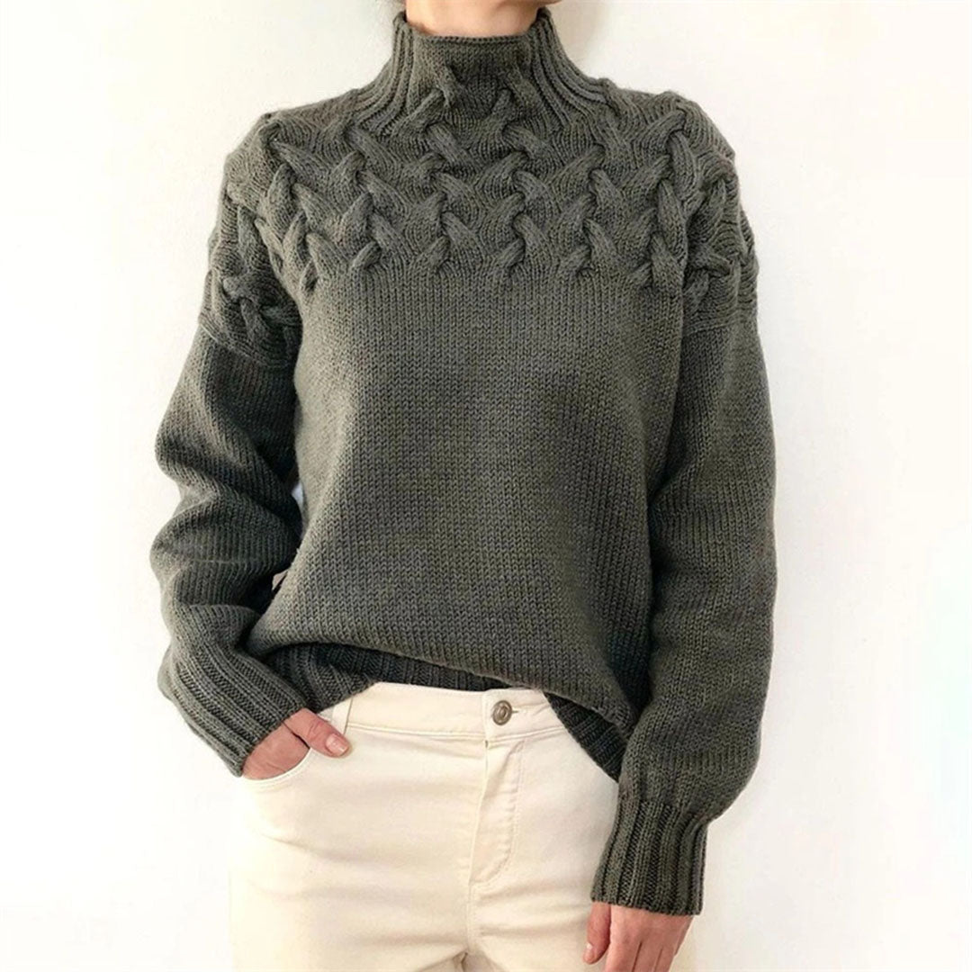 Knitted turtlenecks for women - Elara-Gray-S-Nora Luxe